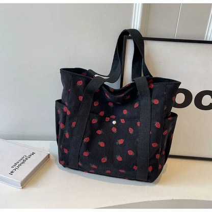 Fresh Sweet Girl Handbag Fashionable High end Corduroy Printed Shoulder Bag Leisure Shopping Commuter Women's Underarm Bag