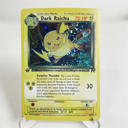 Holographic PKM Collection Cards PTCG Proxy Card Blue Core Paper Card Kids PKM Dark Raichu/Dragonite/Umbreon/Suicunc