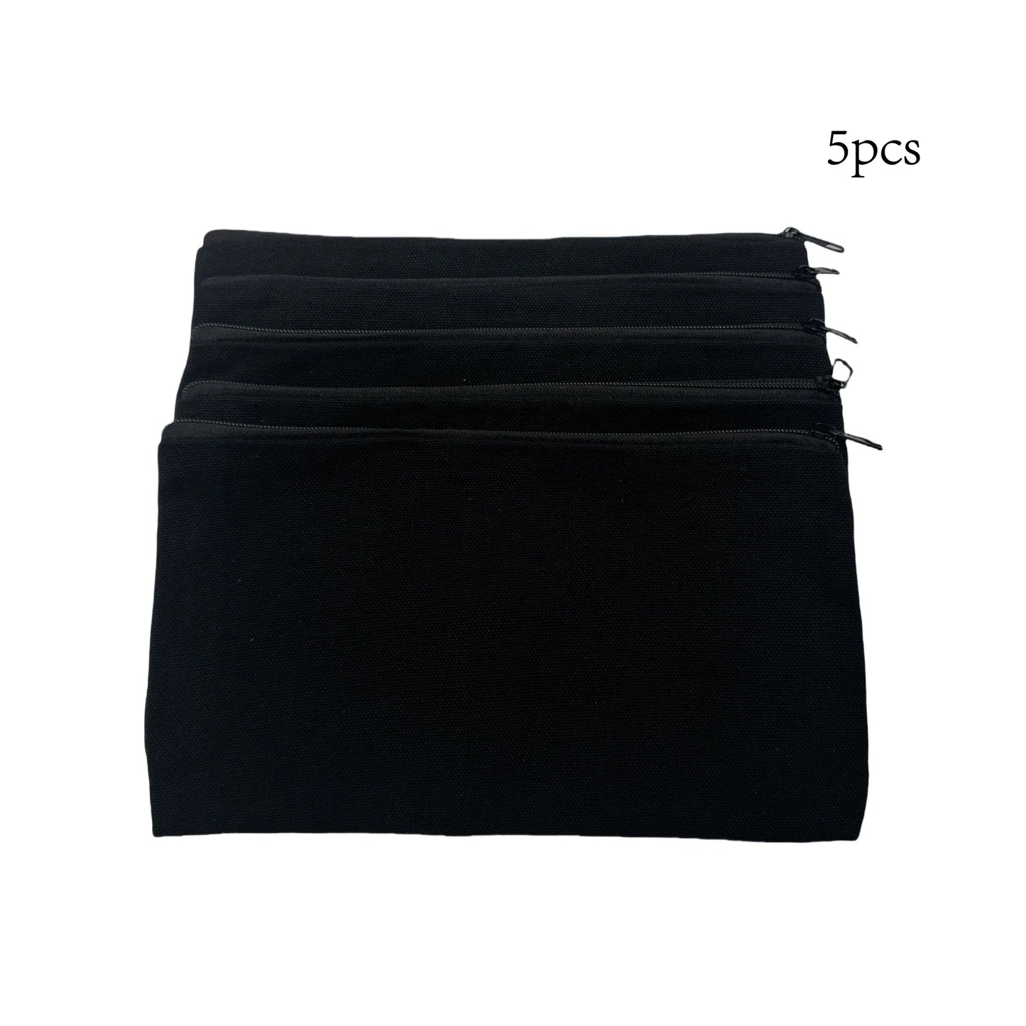 5pcs Blank Canvas Zipper Pouch Bulk, Makeup Bag Pencil Case For Cosmetic & DIY Crafts, Independence Day
