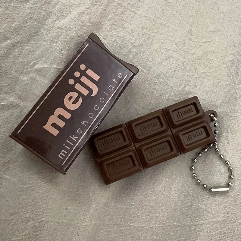 Simulated Meiji Chocolate Fidget Toy Bendy Snap-And-Play Stress Relief Jp Style Keychain Pendant Funny Gifts Creative Gadgets