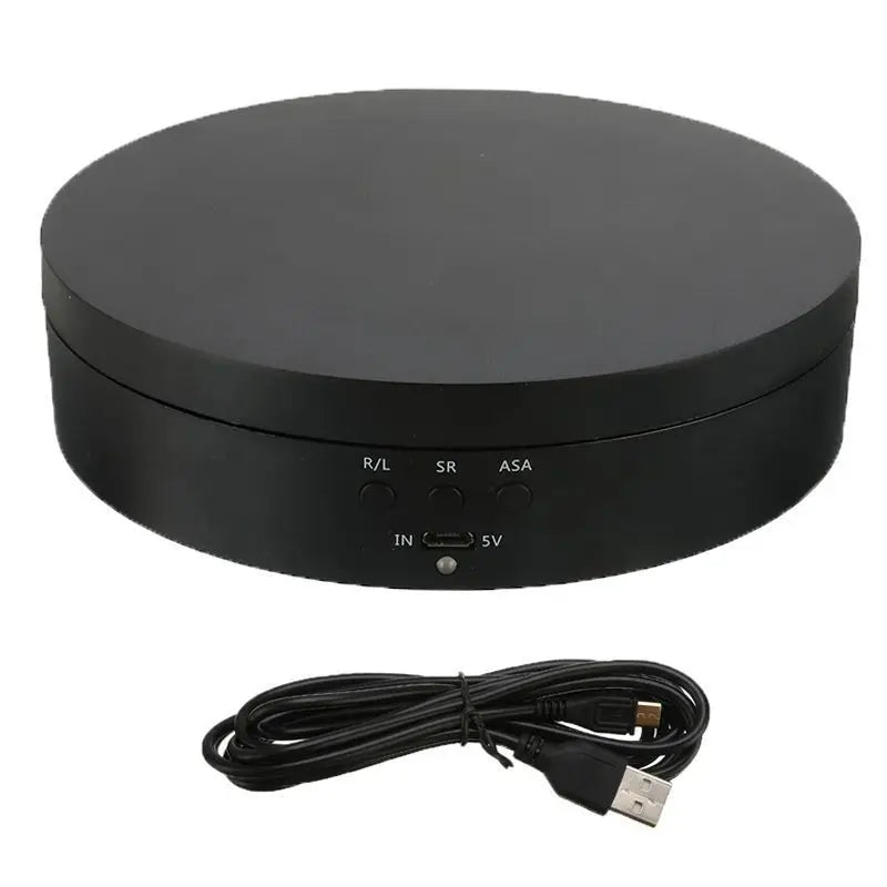 3 Speeds Electric Rotating Display Stand Mirror 360 Degree Turntable Jewelry Holder Battery/USB Power for Photography Shooting