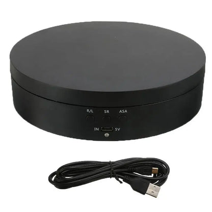 3 Speeds Electric Rotating Display Stand Mirror 360 Degree Turntable Jewelry Holder Battery/USB Power for Photography Shooting