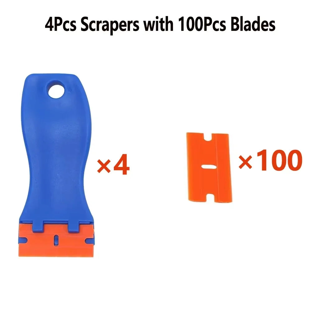 Plastic Razor Blade Scraper Tool Razor Scraper With Plastic Blades Cleaning Scraper Remover For Floor Stove Car Window Glass