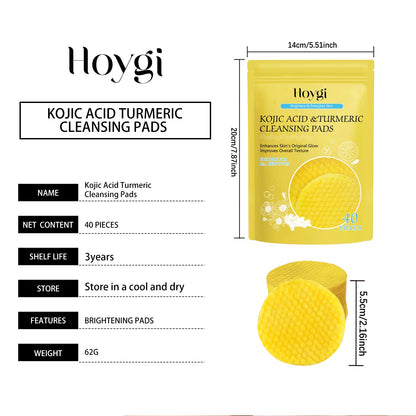 Turmeric Kojic Acid Cleansing Pads Exfoliating Pads Facial Sponges For Cleansing Exfoliating Daily Cleansing Skin Care Tools