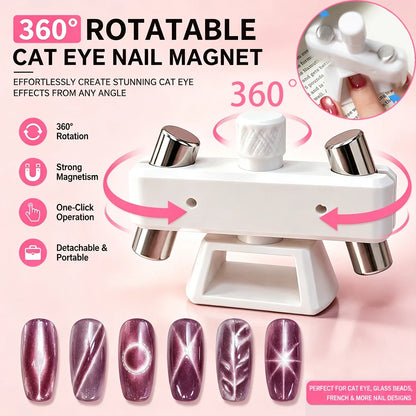 Powerful Automatic Cat‘s Eye Magnet Rotatable Whipping top Design Wide Light Glass Bead Nail Art Magnetic for Gel Nail Polish