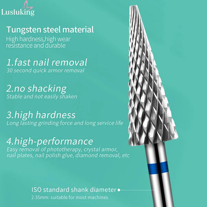 Tip Tungsten Carbid Nail Drill Bits Electric Manicure Drill Accessory Milling Cutters for Nail Gel Polish Remover Nail Tools
