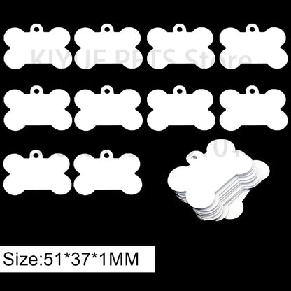 20Pcs Wholesale Personalized Pet ID Nameplate  Heat Transfer Aluminum Blank Hang Tag Customized Key Ring Accessories Pendant