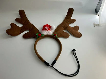 Christmas Decoration Pet Headwear Party Dress Up Antlers Hair Hoops Pet Supplies Christmas Hat Headbands Dog Elk Hair Hoops