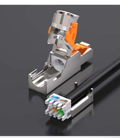 RJ45 Cat8 Cat7 Cat6A Connectors Metal Tool Free Easy Termination Plug 2000MHz 40G LAN Cable 22AWG - 24AWG Reusable Ethernet Plug