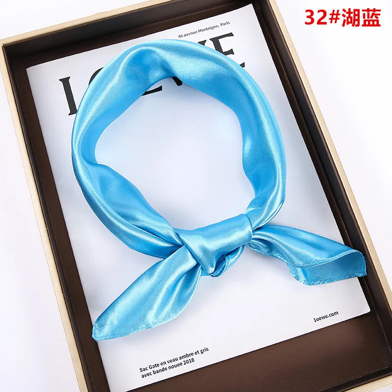 New Solid 60x60cm Square Scarf Single Imitation Silk Bright Light And Satin Performance Scarves Party Gift