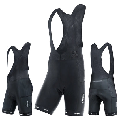 X-TIGER Men's Cycling Bike Bib Short with Phone Pockets 5D Padded Shockproof Breathable Quick-Dry Biking Bicycle Bib Tights