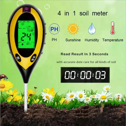 New Soil pH Meter 3 in 1/4 in 1 PH Light Moisture Acidity Tester Soil Tester Moisture Meter Plant Soil Tester Kit for Flowers