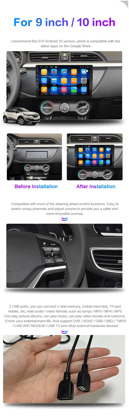 7 9 10"2 Din Car Audio Android 13 Android auto Wireless Carplay 64G Automotive Multimedia Player BT GPS Car intelligent Systems