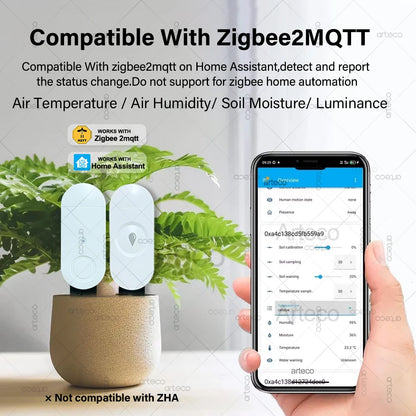 Zigbee Soil Moisture Sensor Temperature Humidity Luminance Detection Smart Soil Tester Moisture Sensor For Tuya APP Zigbee2MQTT