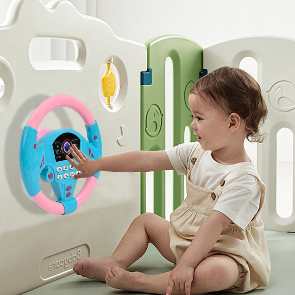Eletric Steering Wheel Toy with Light Sound for Baby Kids Educational Portable Simulated Driving Steering Wheel Vocal ToysToys