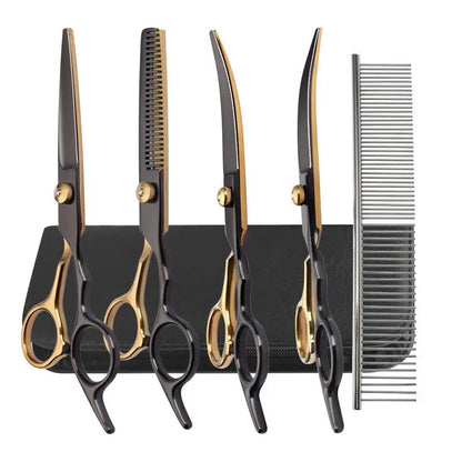 6.5 Inch Pet  Grooming Scissors Kit  Cat Hair Thinning Shear Pet Scissors Set Blackgold  Dog Scissors