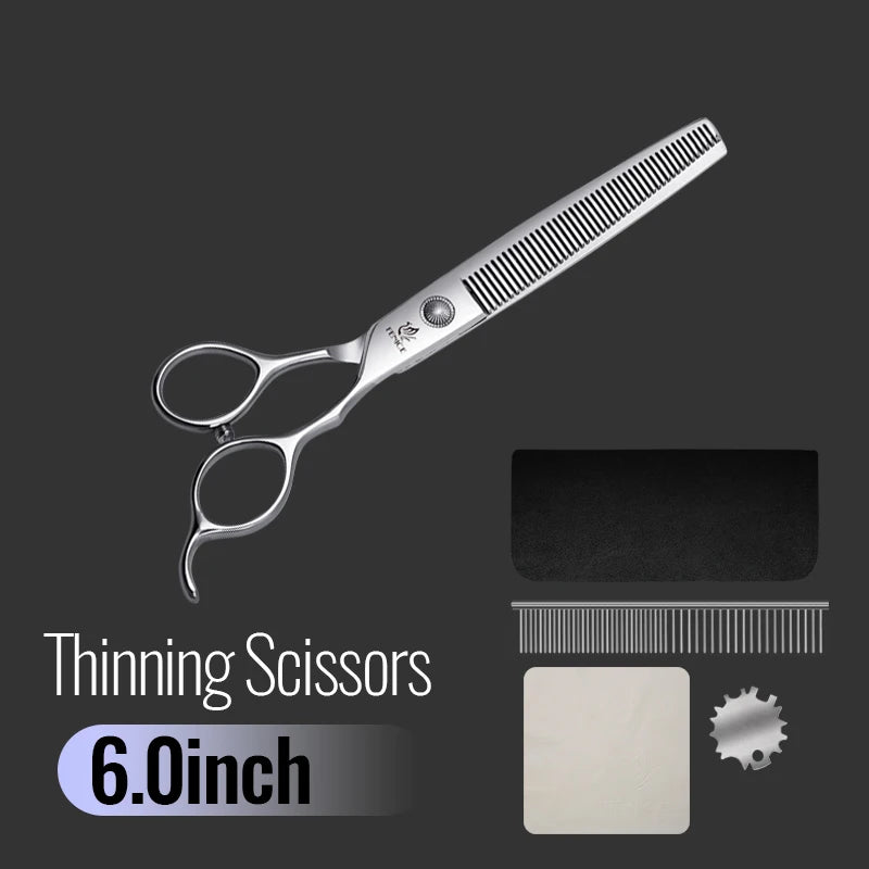 Fenice 6//6.5/7/7.5 Inch Professional Pet Dogs Grooming Scissors Set Straight&Curved &Thinner&Chunker Shear Scissors