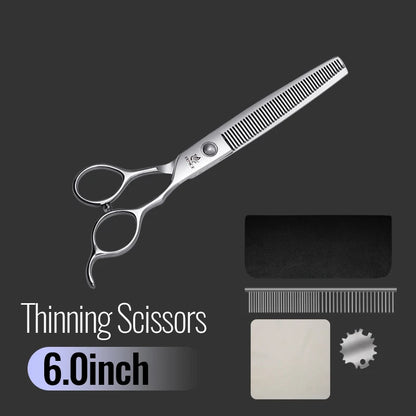 Fenice 6//6.5/7/7.5 Inch Professional Pet Dogs Grooming Scissors Set Straight&Curved &Thinner&Chunker Shear Scissors