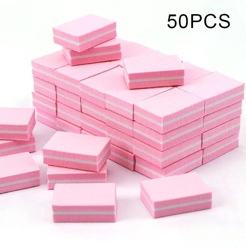 10-50-100pcs Professional Mini Nail Art Buffer File Set 100/180 Sandpaper Manicure Care Tips Sanding Polishing Tools Kit
