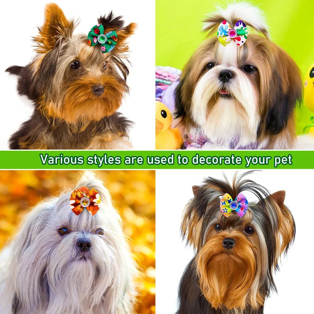 10/20/50PCS Dog Bow Puppy Grooming Accessories Decoration Cats Dogs Hair Bow Wholesale Multicolour Bow Rubber Band Pet Supplies