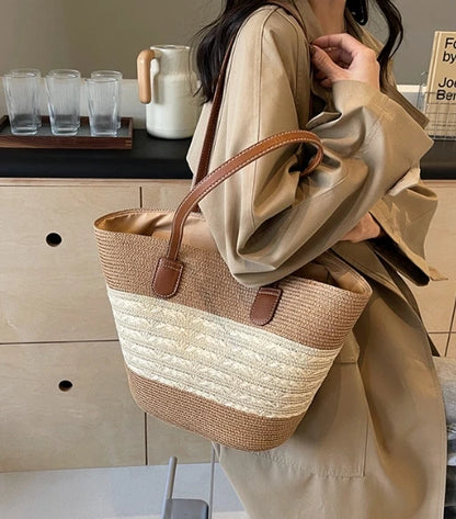 Straw bag bag women's summer inswind 2024 new beach seaside outdoor travel vacation large capacity shoulder bag