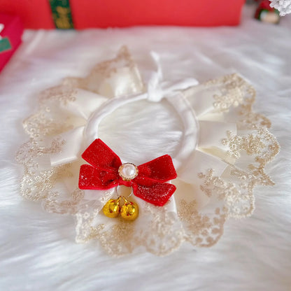 Christmas Pet Collars Cat Dog Christmas Decorations Pet Lace knitting Necklaces Wool Scarf New Year Gift Cat Puppy Accessories