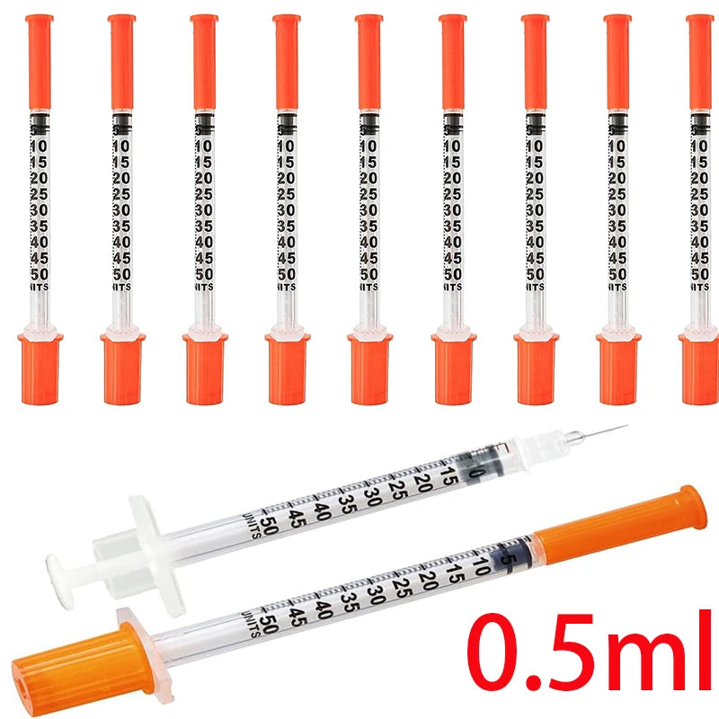 50pcs/10pcs/1pc 0.5ml Disposable Plastic Veterinary Syringes with Needles, Suitable for Pets and Farm Animals; Syringes