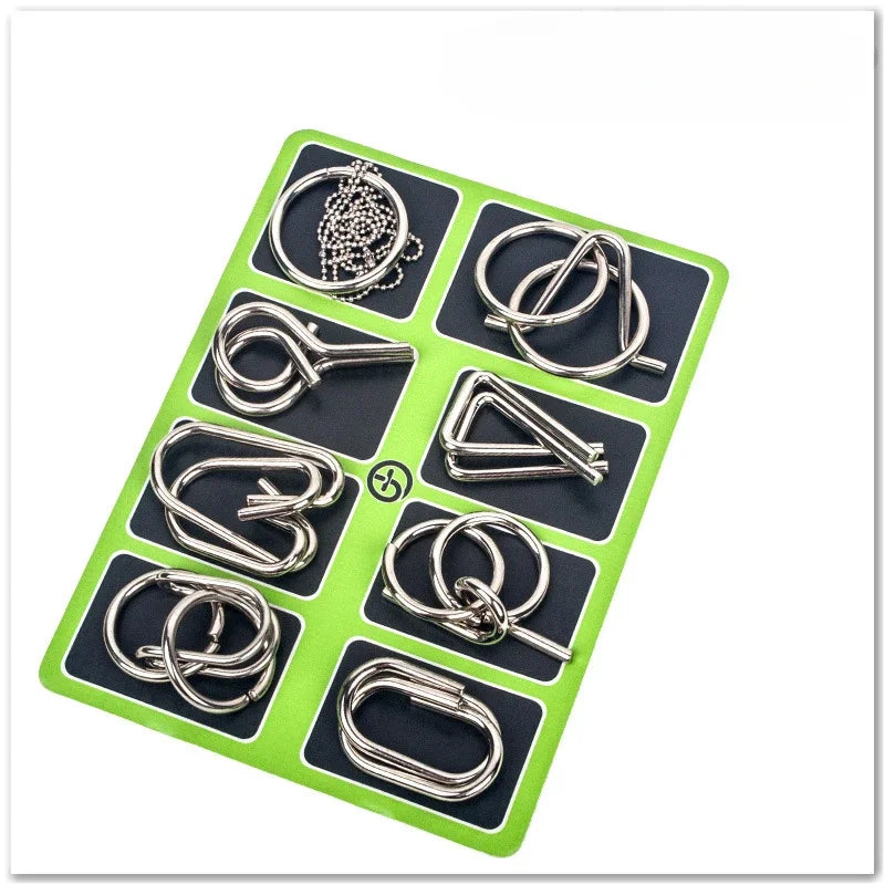 8Pcs/Set Metal Montessori Puzzle Wire Mind Brain Teaser Puzzles Children Adults Interactive Game Reliever Educational Toys