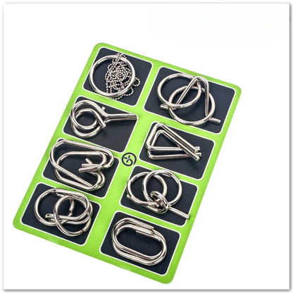 8Pcs/Set Metal Montessori Puzzle Wire Mind Brain Teaser Puzzles Children Adults Interactive Game Reliever Educational Toys