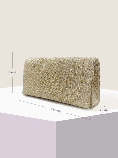 Women Envelope Evening Bag Glitter Ladies Chain Shoulder Bags Shiny Silver Long Purse Female Wedding Party Clutches Mini Handbag