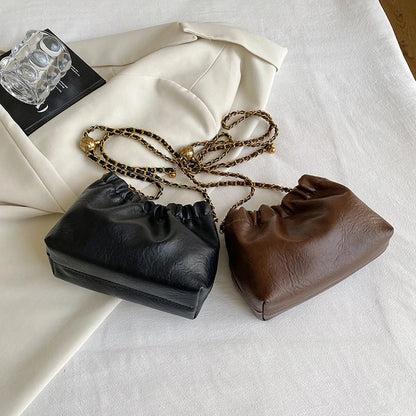 Women Chain Shoulder Bag Versatile Crossbody Tote Bag Casual Pleatd Hobo Bag Satchel Sling Bag Girl Stylish Purse