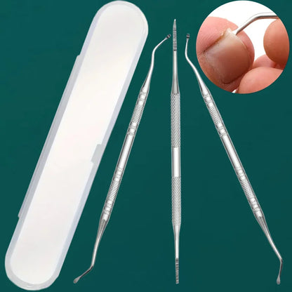 3pcs Stainless Steel Manicure Drill Set - Includes Nail File And Toe Nail Lifter, Non-Slip Comfortable Grip, Unscented tool