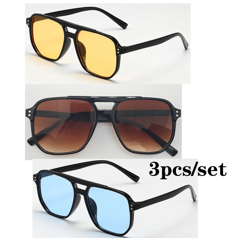 Women Men Square Sun Glasses Retro Polygon Sunglasses Female Black Vintage Fashion Ladies Oculos De Sol Double Beam Eyeglasses