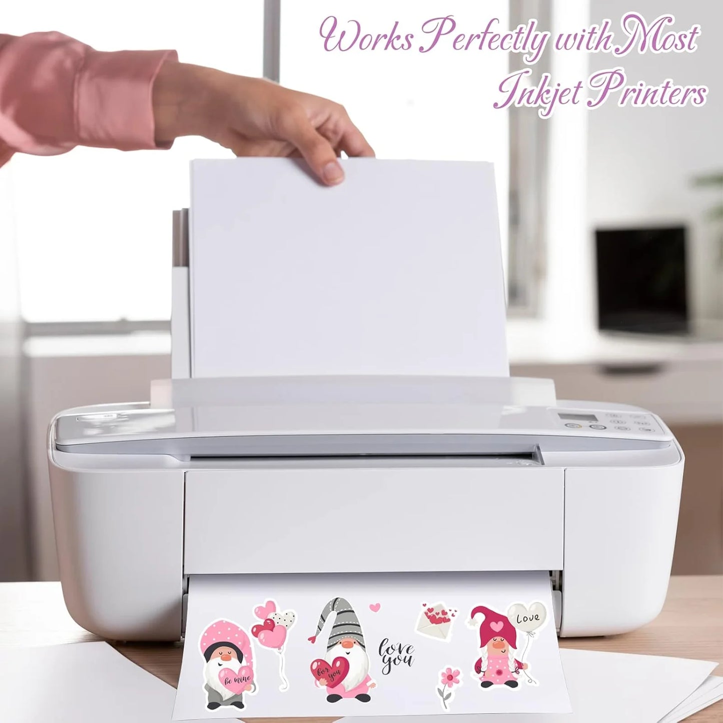 A4 Size Matte White Printable Vinyl Sticker Paper 8.3×11.7 inch Self-Adhesive Inkjet Compatible Tear-Resistant Labeling Paper
