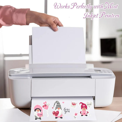 A4 Size Matte White Printable Vinyl Sticker Paper 8.3×11.7 inch Self-Adhesive Inkjet Compatible Tear-Resistant Labeling Paper