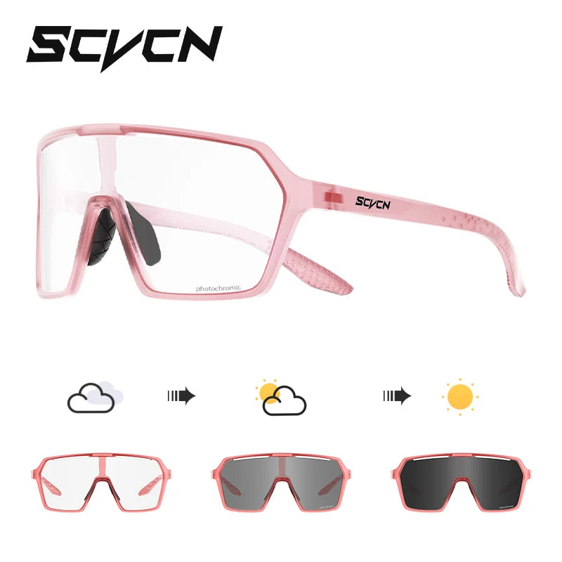 SCVCN New Photochromic Sunglasses MTB Cycling Glasses Outdoor Sports Running Drving Goggles UV400 Protection Bike Eyewear