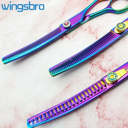 7 inch Dog Hair Trimming Scissors,Pet Grooming Curved Scissors ,Dog Beauty Grooming Curved thinning Scissors Pet Groomer