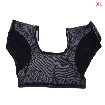 Transparent Mesh Ultra-thin Vest Absorbent Deodorant Pad Women T-shirt Washable Sweat Proof Under Top With Underarm Sweat Pads