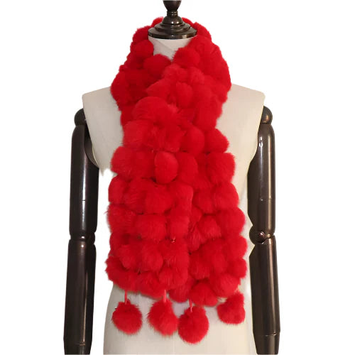 Women’s Winter Warm Rabbit Fur Scarf - 100% Genuine Natural Fur Muffler, Stylish & Cozy Cold-Weather Accessory, Hot Sale