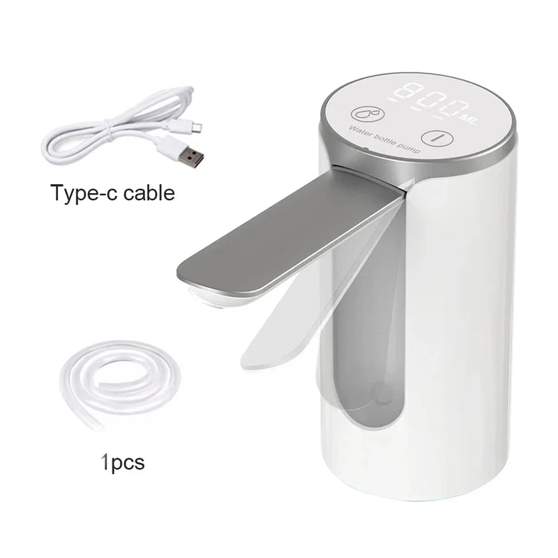 HOMEFISH Electric Water Bottle Pump 1200mAh Type C Rechargeable with LED Display Automatic Touch Button 3 Quantitative Settings