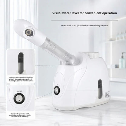360° Rotatable Hot Mist Facial Steamer Multi-functional Home Spa Beauty Instrument Deep Hydration Skin Care Face Vaporizer