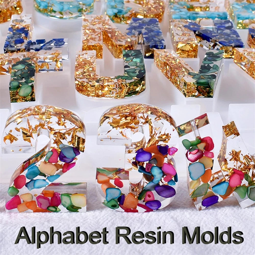 Alphabet Silicone Mold for Epoxy Resin Kit Mixed Style Letters Resin Casting Mold Set DIY Keychain Pendant Jewelry Making Tools