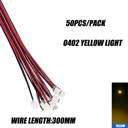 50Pcs/bag 0402 0603 DIY SMD Lamp Wired Micro Litz Led Pre-soldered Chip Wired 3V Railway Model Toy Light DIY Leads Wires 30cm