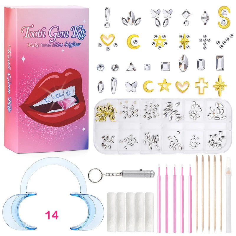 1 Set Professional Tooth Gem Kit Diy Love Horse Eye Crystals Jewelry Kit Teeth Gems Kit Tooth Gems For Teeth Jewelry Starter