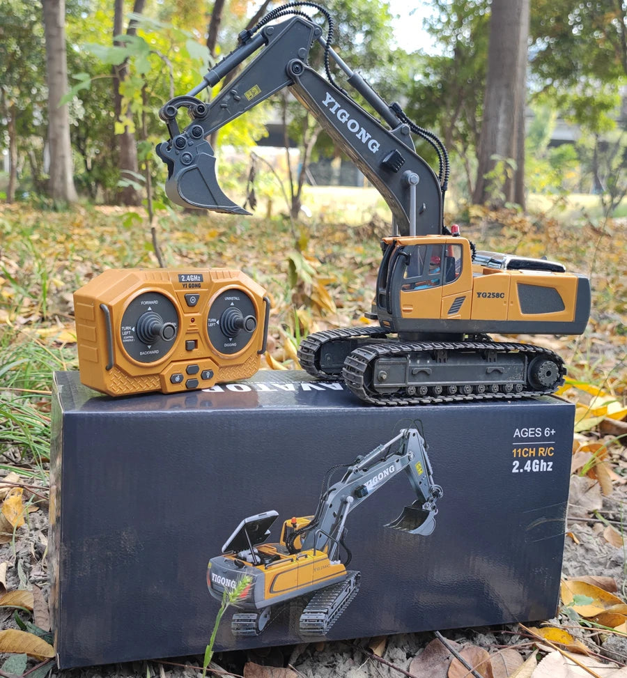 4WD Remote Control Excavator Toy Radio Controlled RC Dump Truck Vehicle Crawler Bulldozer Construction Buggy Light and Sound Car