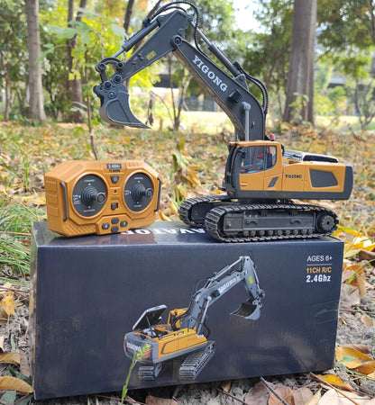 4WD Remote Control Excavator Toy Radio Controlled RC Dump Truck Vehicle Crawler Bulldozer Construction Buggy Light and Sound Car