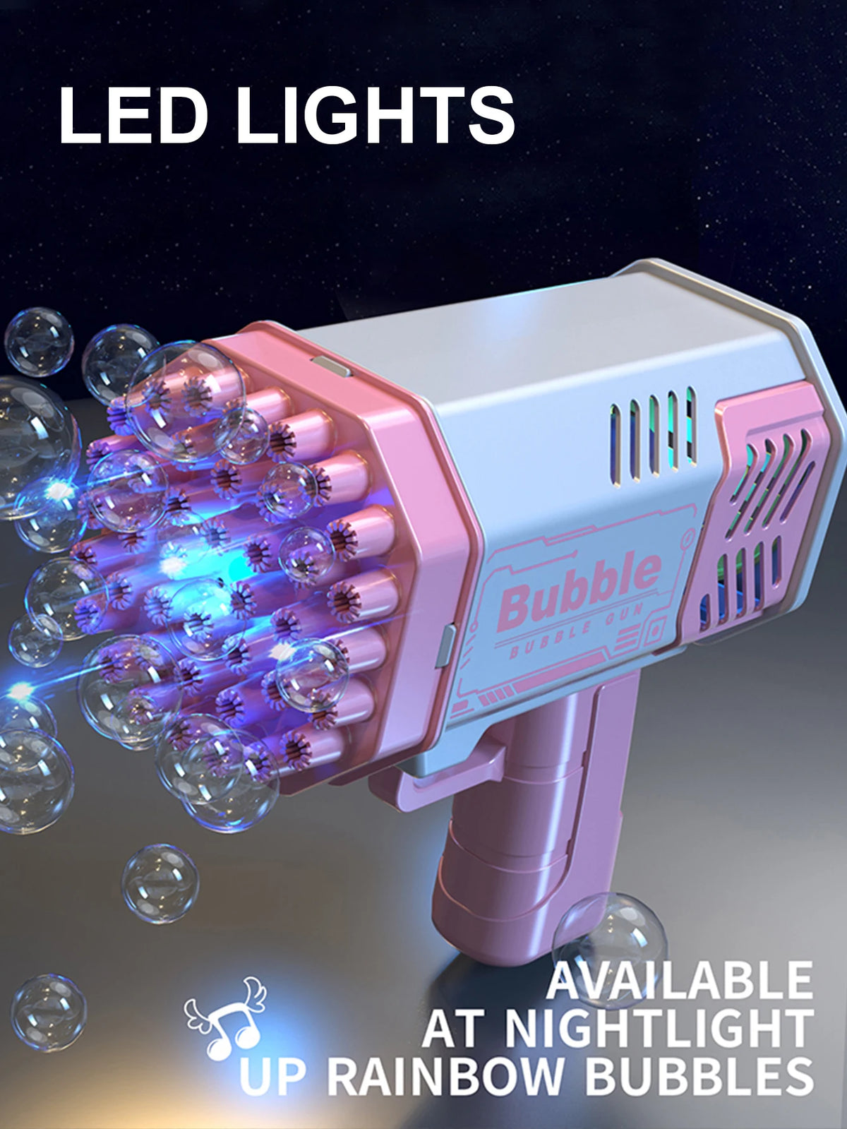 40 hole handheld massive foaming space light bubble machine electric children's toys without battery without bubble water
