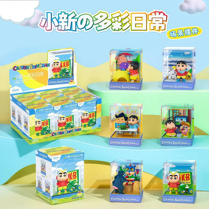 Crayon Shin-Chan Action Kamen‌ Kazama Tōru Bochan Anime Figure Model Doll Colorful Daily Iife Micro Scene Blind Box Toys Gifts