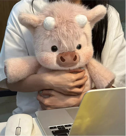 Cute Highland Cow Plush Doll 45-60cm Soft Stuffed Animal Running Calf Toy Companion Pillow Holiday Gift Home Decoration Ornament