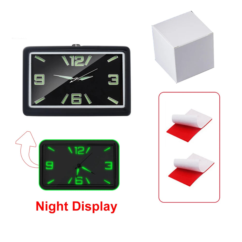Auto Fashion Square Watch Car Clock Interior Decoration Self-adhesive Electronic Vent Clip Watch Automobile Quartz Clock
